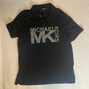Mk Michael kors short sleeve polo collard black and gray tee shirt size small